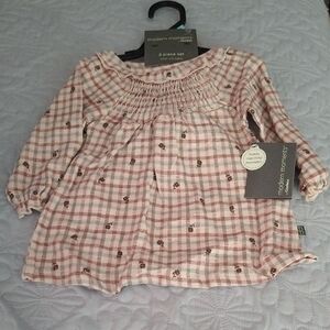 Pink Plaid Kids Top With Stocking Leggings 3/6 Month